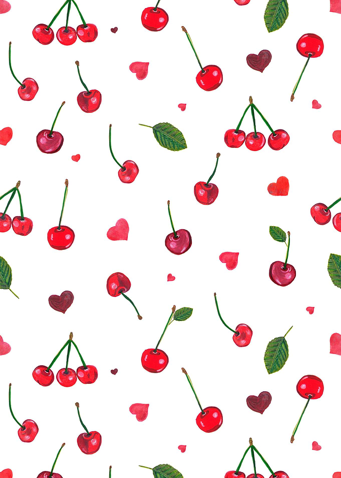 Watercolor cherries
