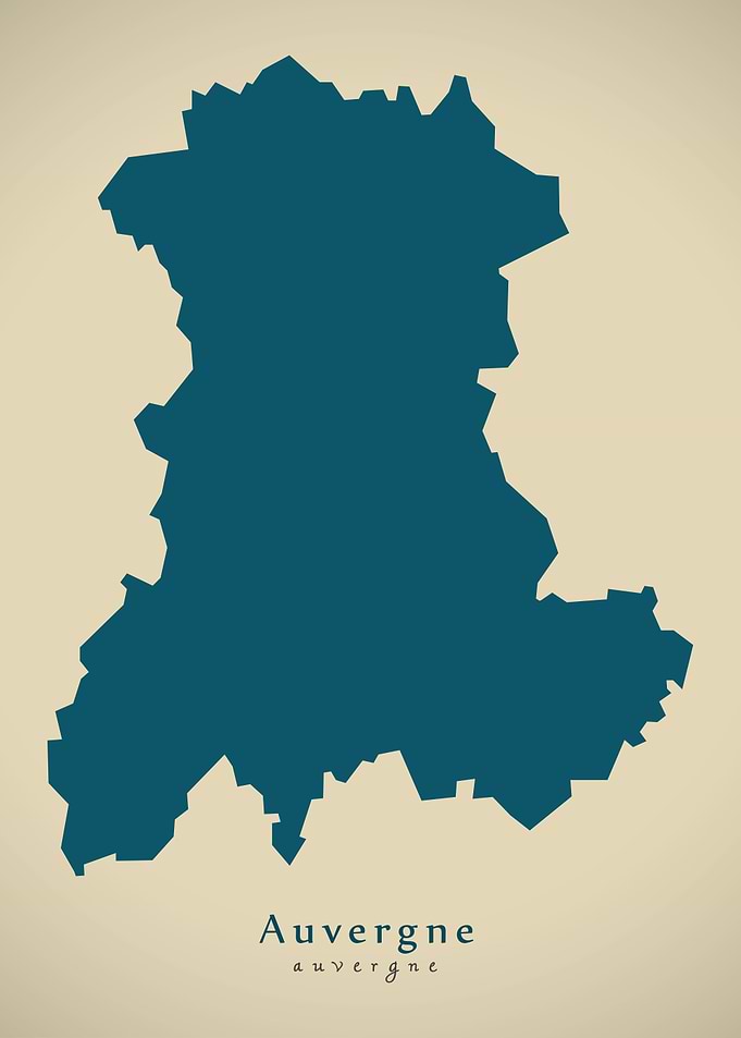 Auvergne region map