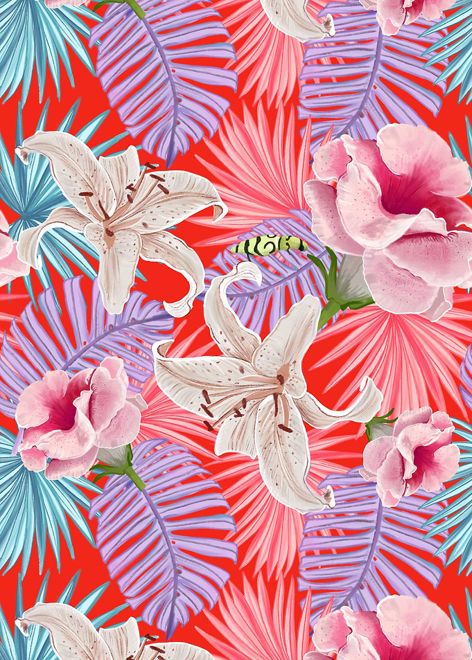 Tropical nature roses lily