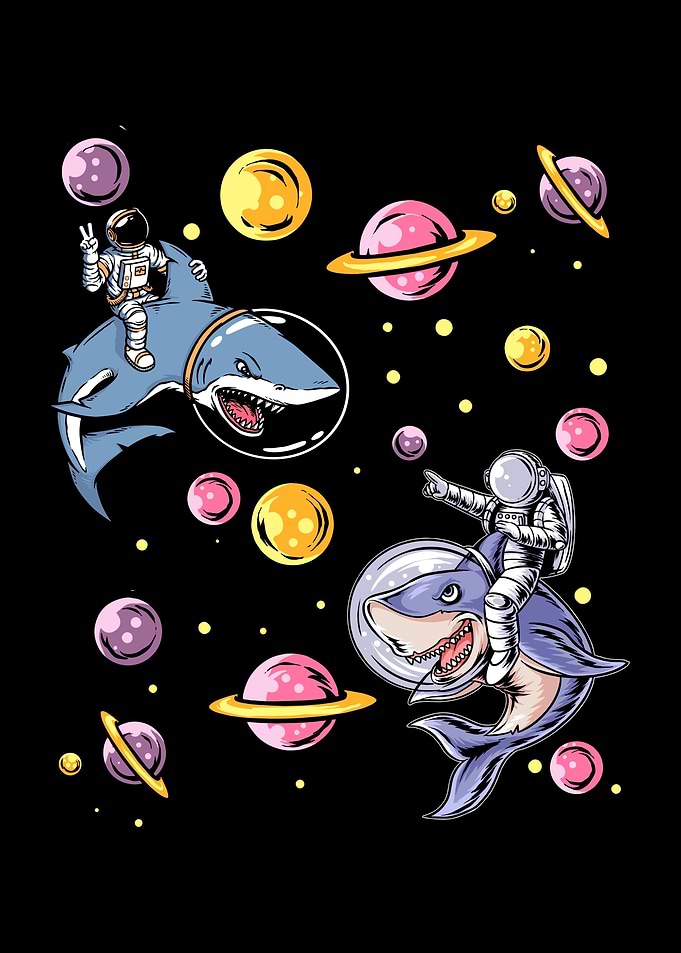 Astronaut riding Sharks