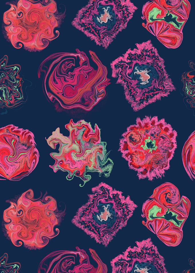 Pink abstract swirl shapes