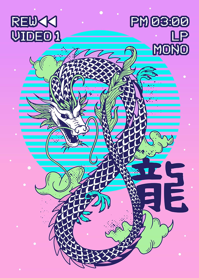 Japanese Dragon Vaporwave