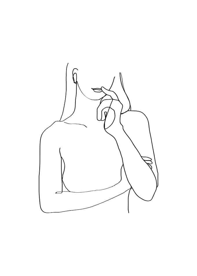 Cute girl minimal line art