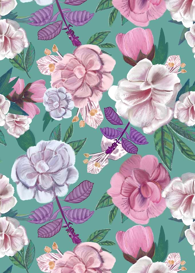 Basil flowers and roses