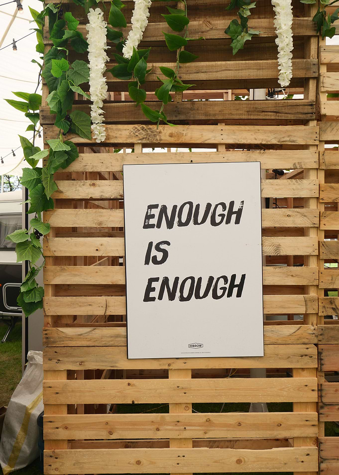Signs on wooden pallets