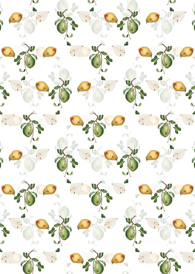 White Floral Pear Pattern