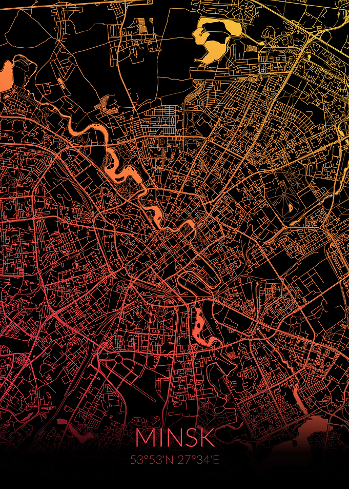 Minsk Map Black Orange