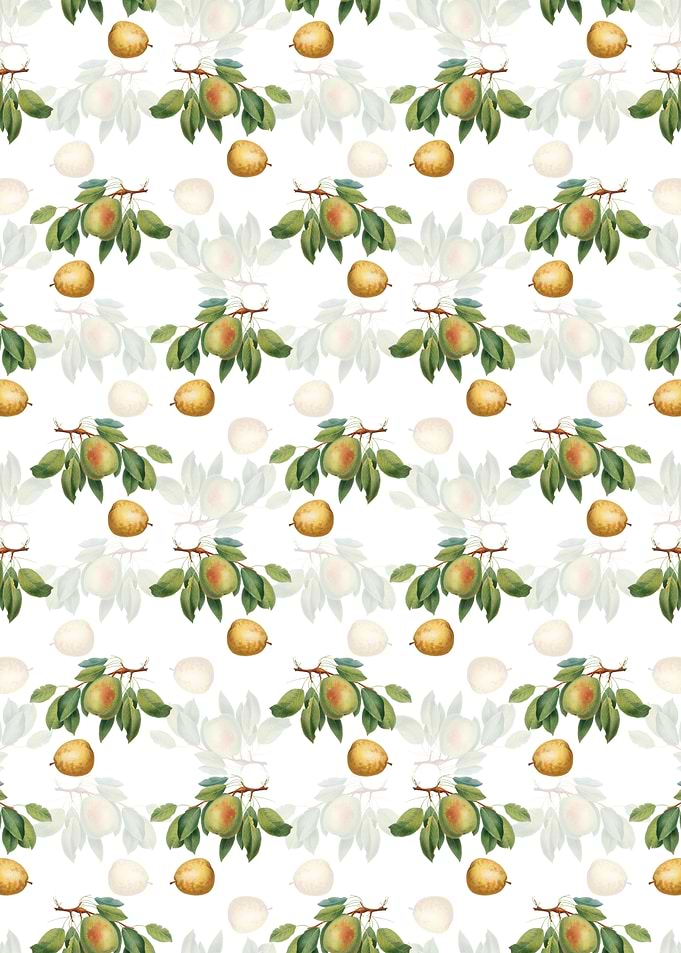 White Floral Pear Pattern