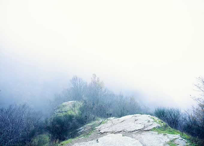 Fog rock top cloudy view