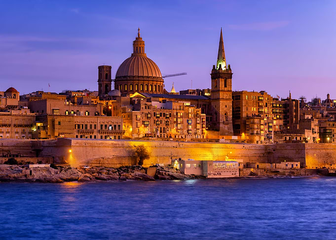 Valletta In Malta At Dusk