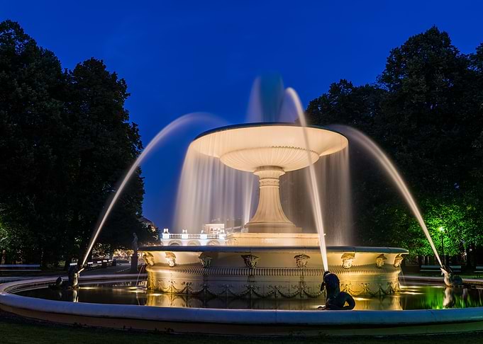 Park Fountain At Night