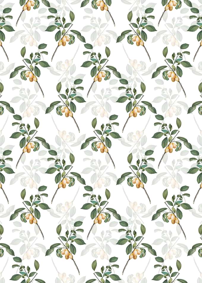 White Floral Plum Pattern