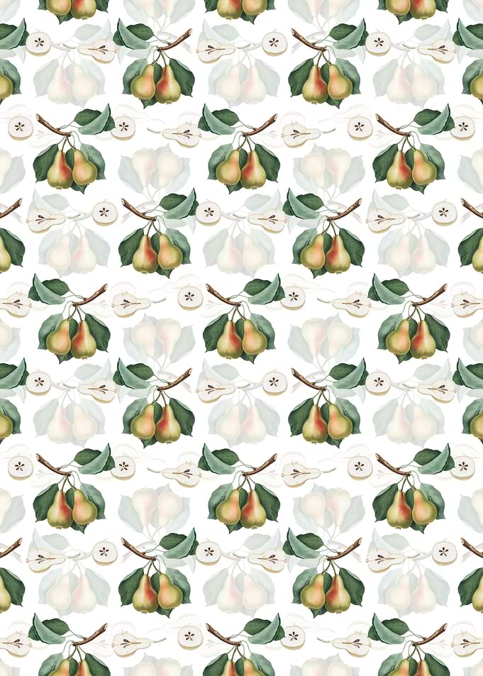 White Floral Pear Pattern