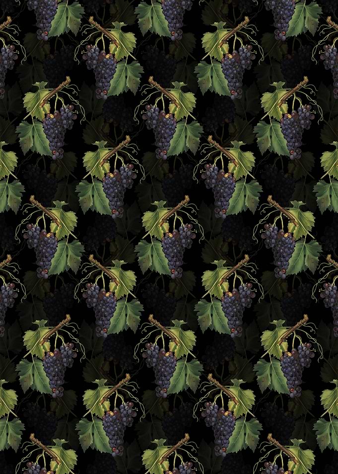 Floral Black Grape Pattern