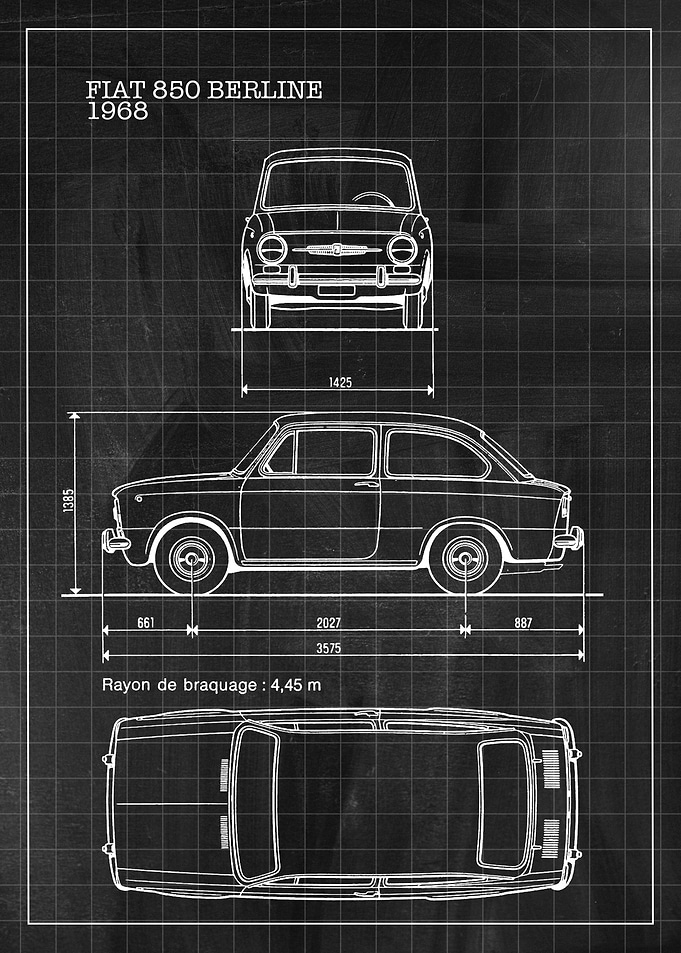 Blueprint Fiat 850 Berline