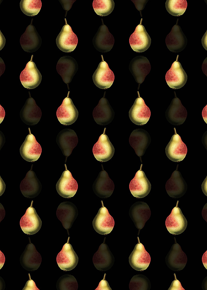 Black Floral Pear Pattern