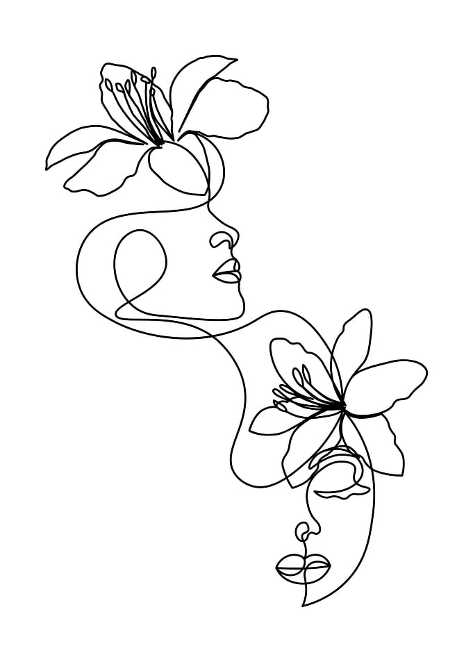 Floral Couples line art