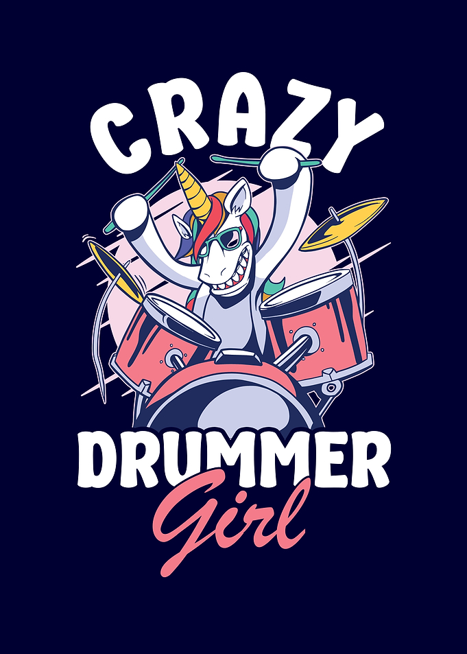 Crazy Drummer Girl Unicorn