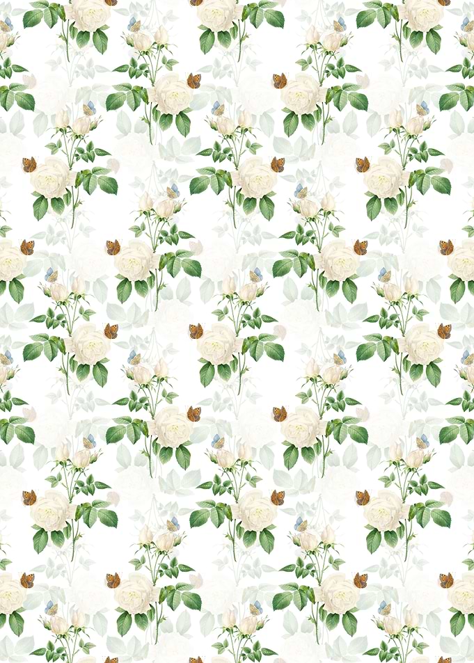 White Bengal Rose Pattern