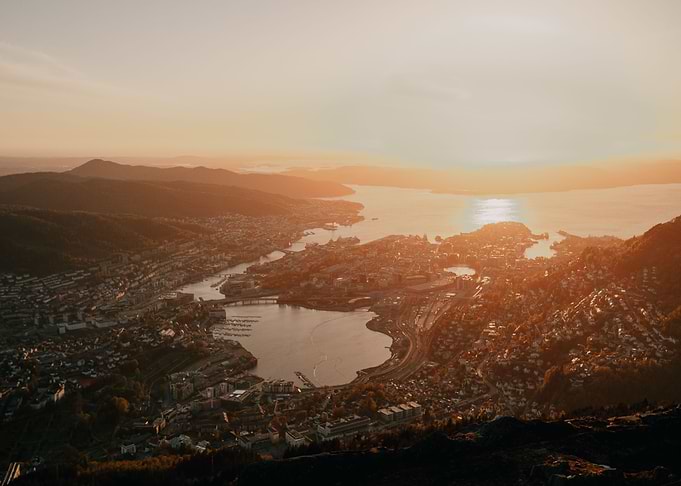 Sunset over Bergen Norway