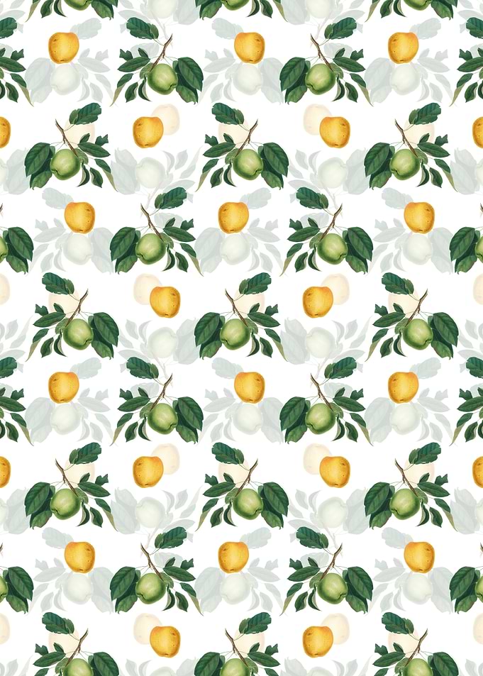 White Floral Apple Pattern