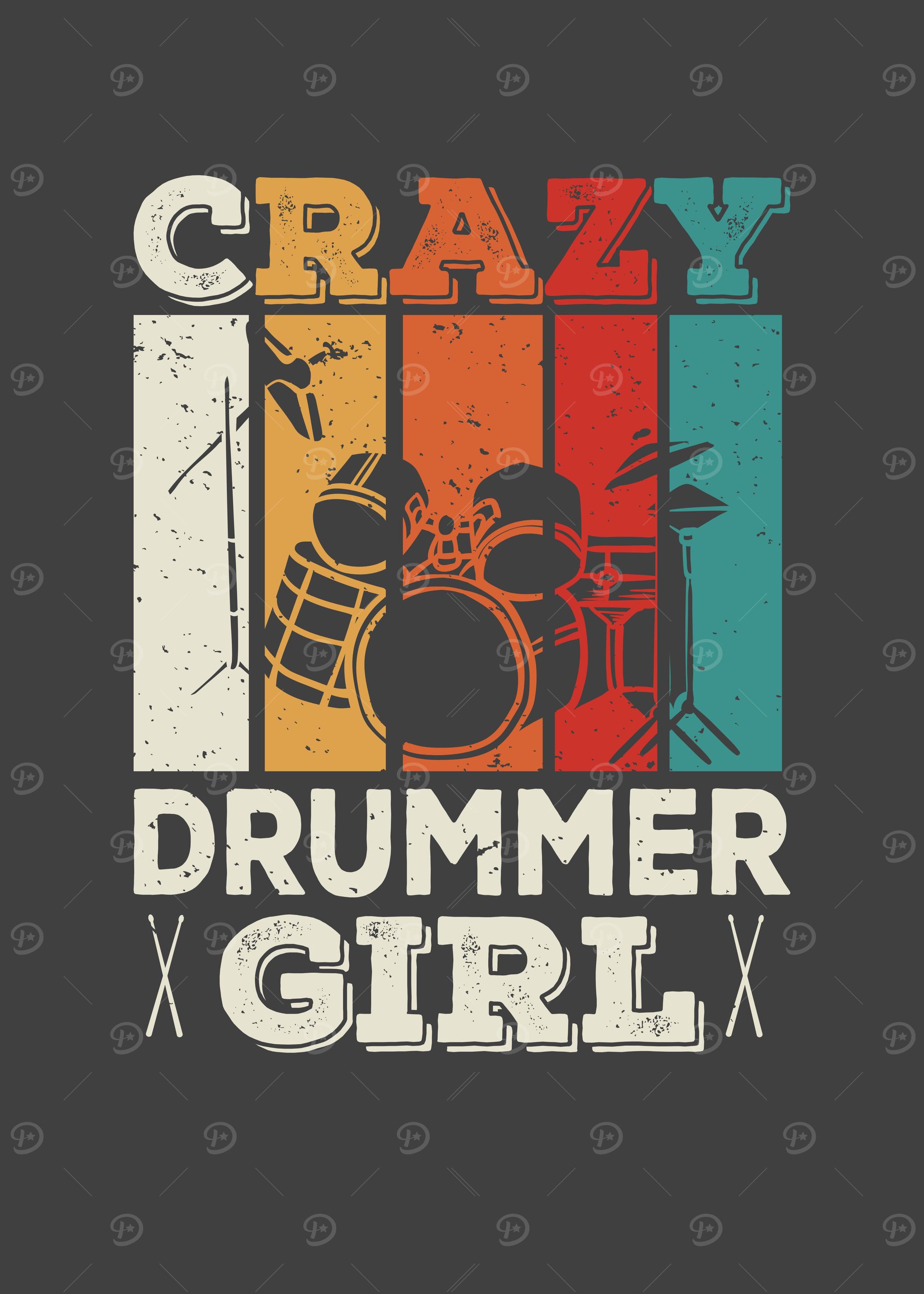 Crazy Drummer Girl Retro