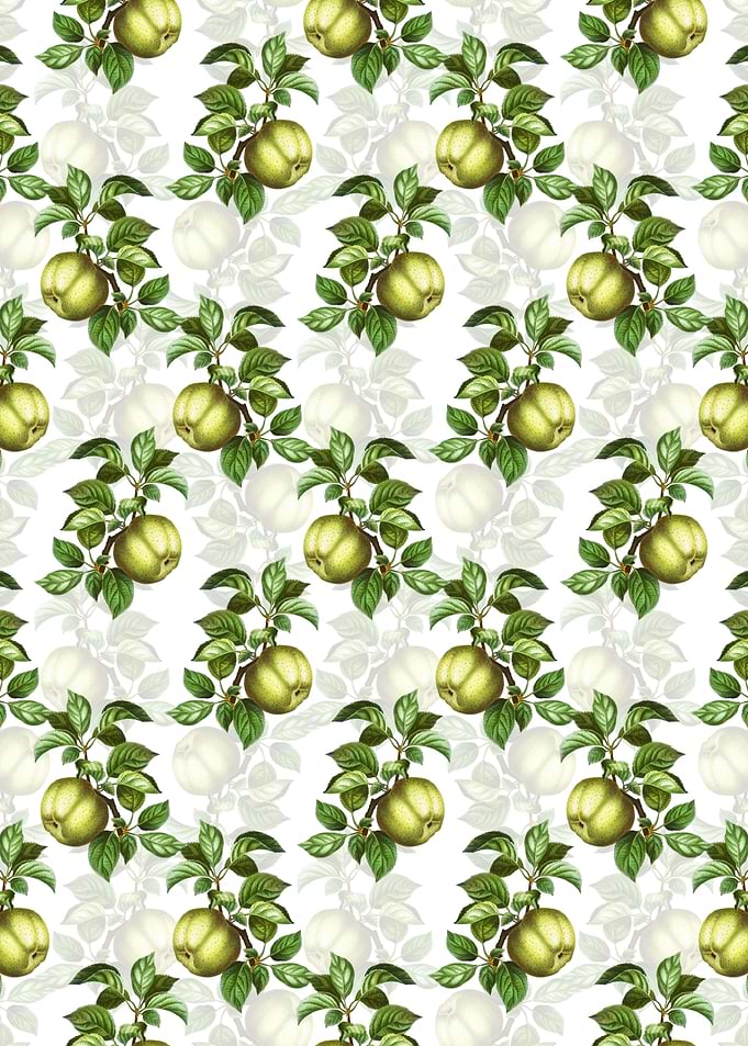 White Floral Apple Pattern
