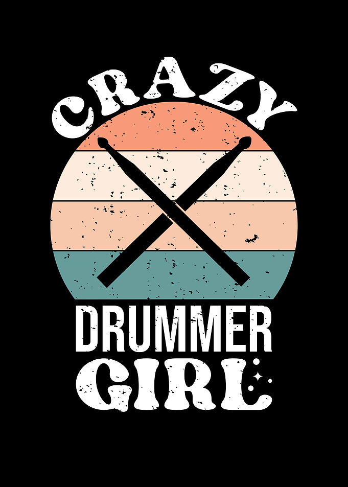 Crazy Drummer Girl Retro