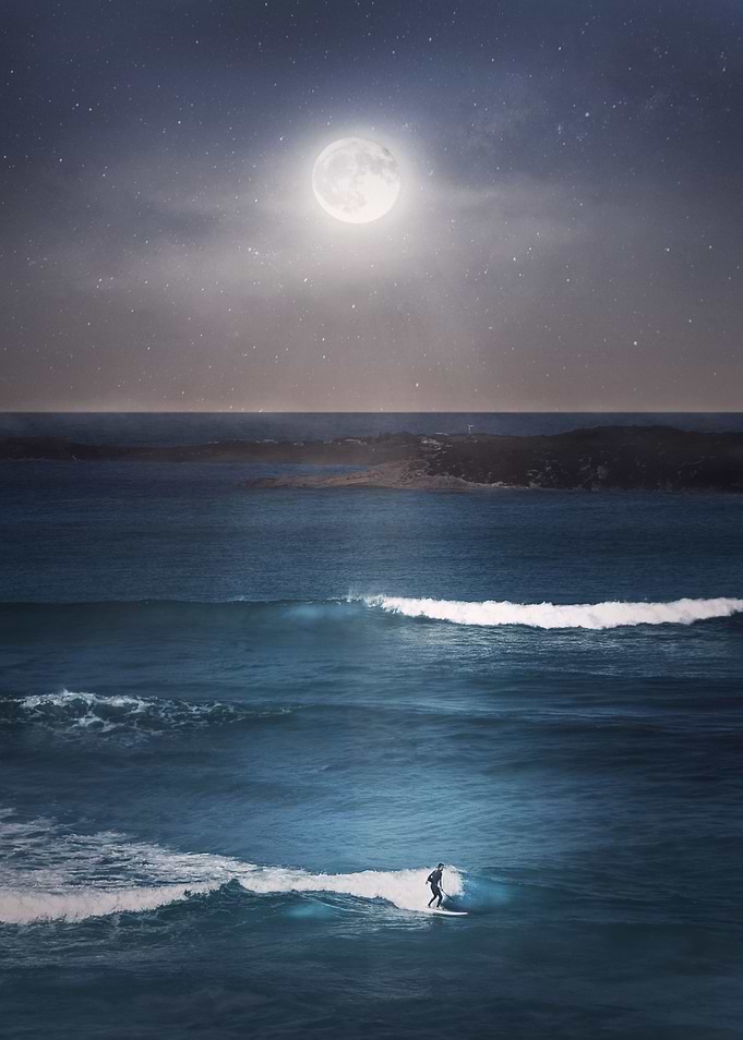 Magical night seascape