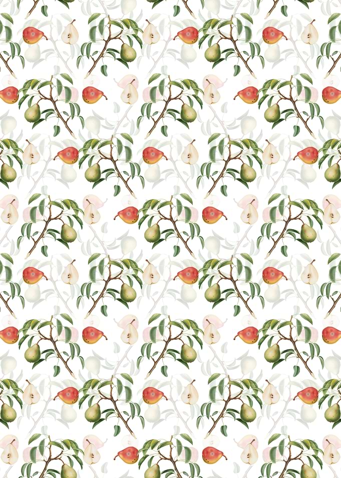 White Floral Pear Pattern