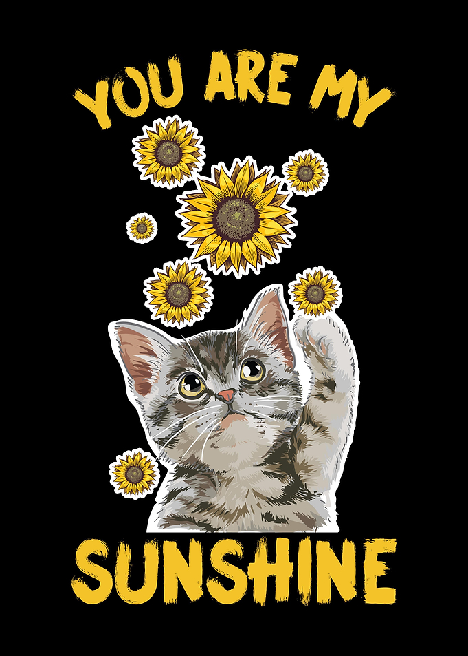 Cute Cat Sunflowers