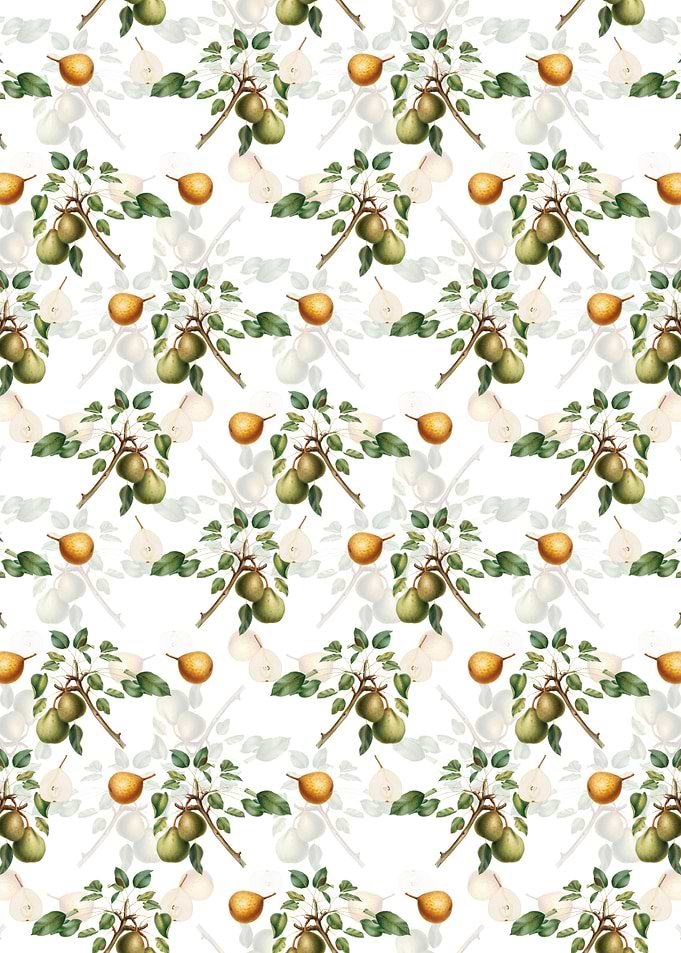 White Floral Pear Pattern
