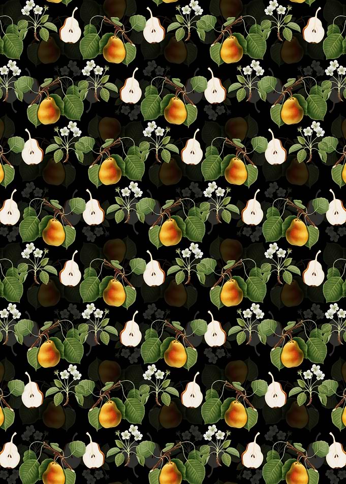 Black Floral Pear Pattern