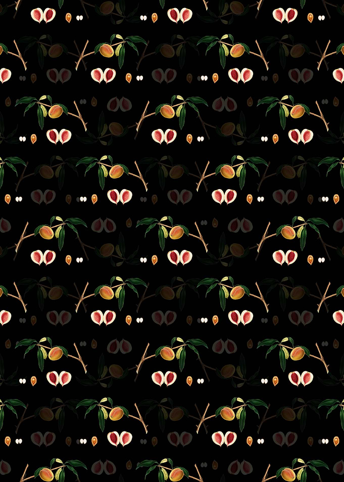 Black Floral Peach Pattern