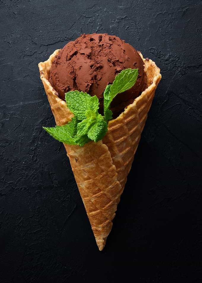 Ice cream in a waffle cup