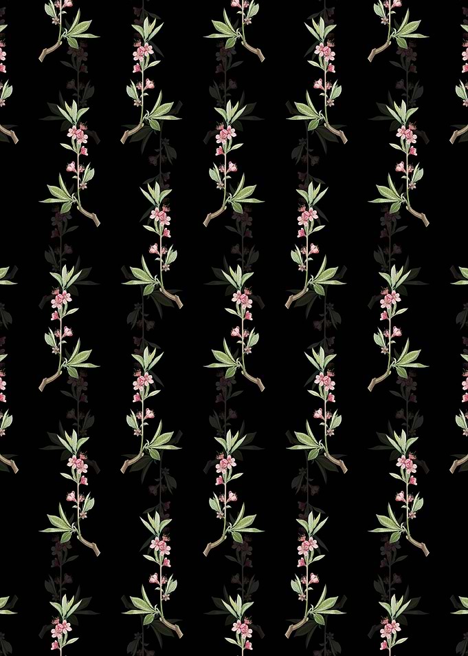 Pink Flower Branch Pattern