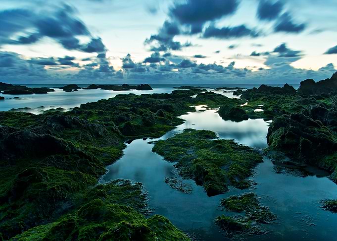The blue hour in the beach