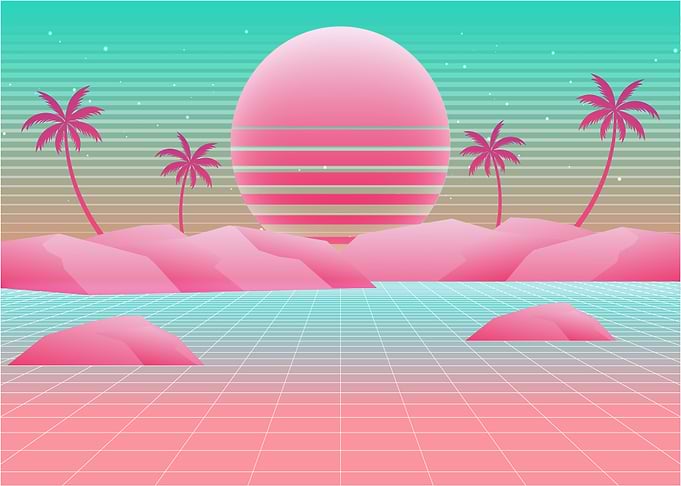 real retro neon landscape