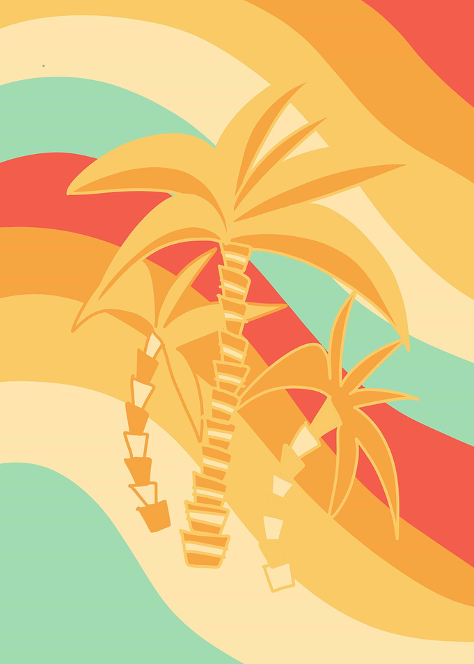 Retro Palm Summer Wave 1