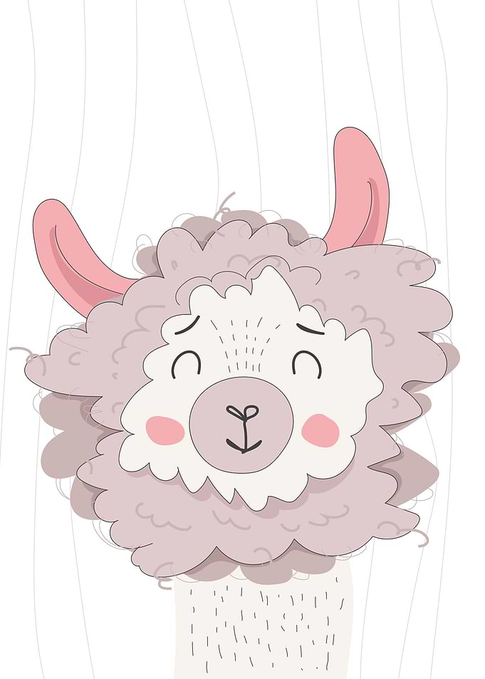 Cute cheerful smiling llam