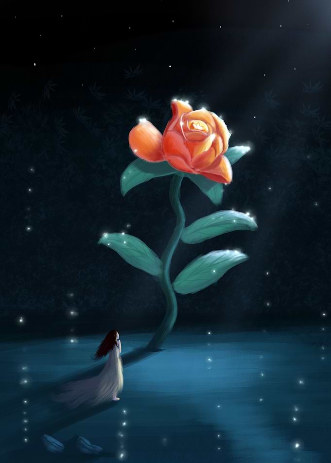 Rose Flower with Girl