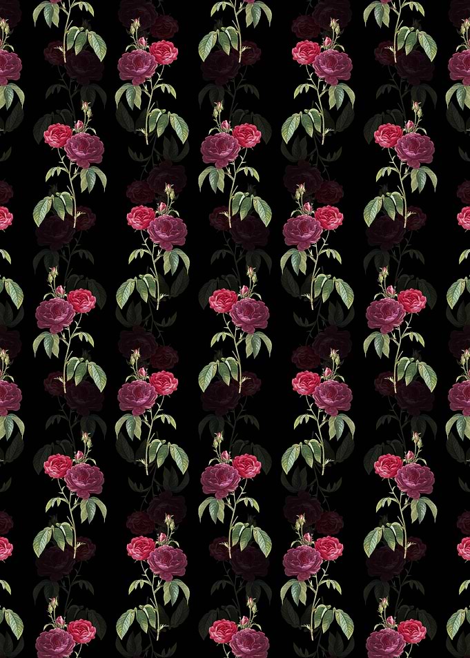 Black Purple Roses Pattern