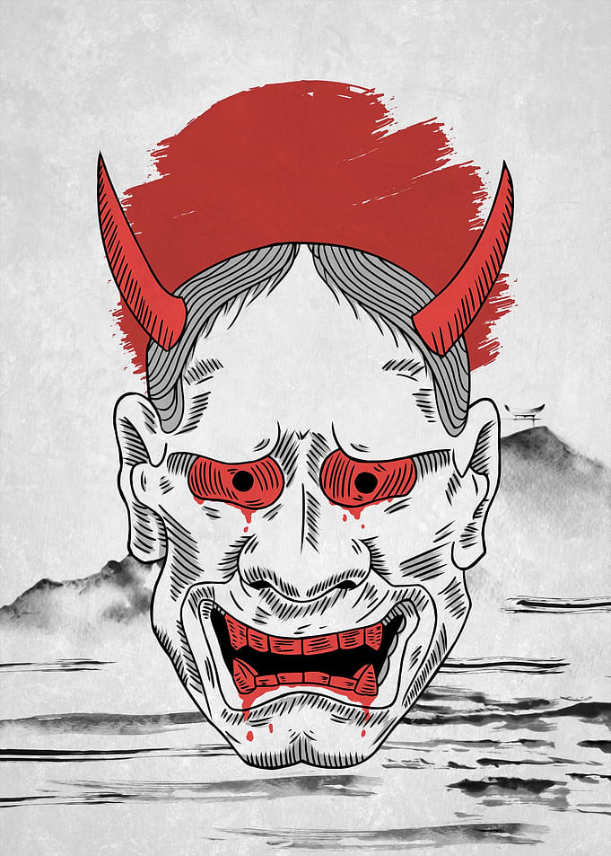 Scary Mask Japanese Art
