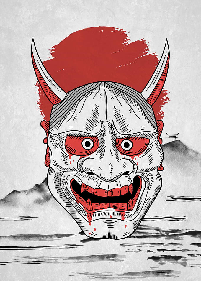 Scary Mask Japanese Art