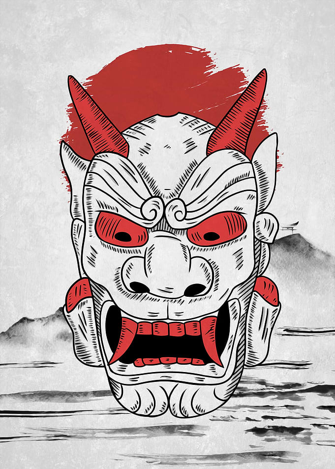 Scary Mask Japanese Art