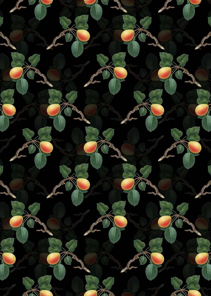 Black Floral Pear Pattern