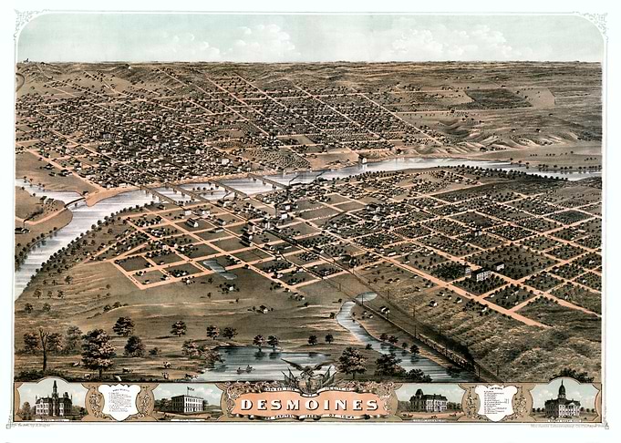 Des Moines Iowa map