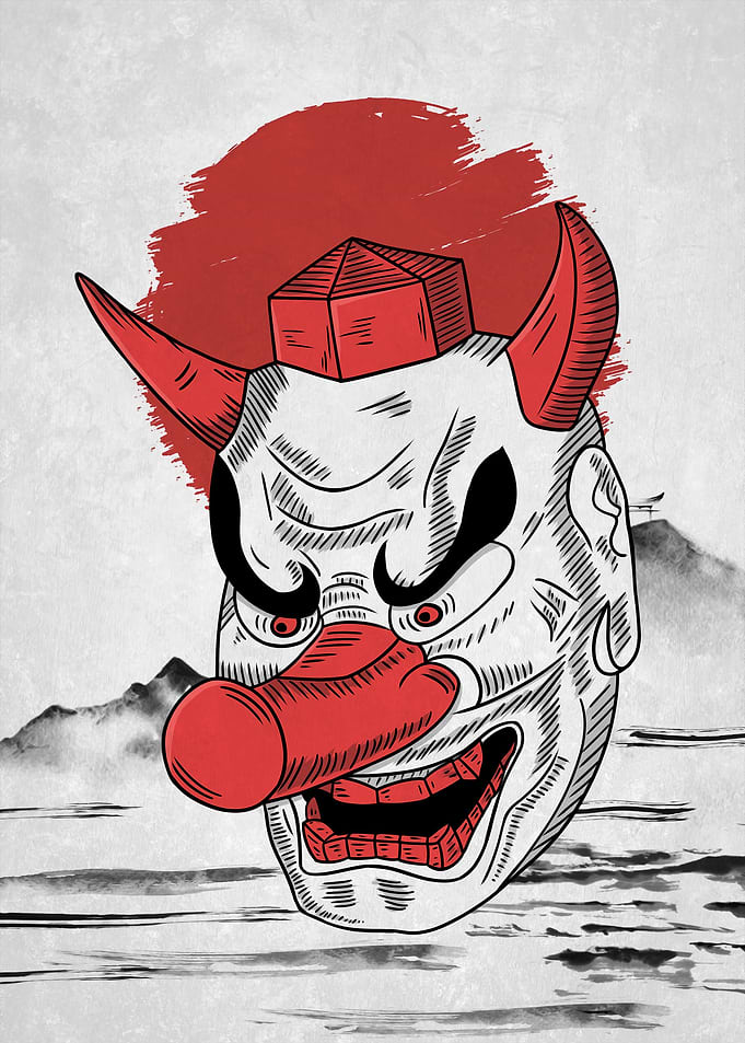 Scary Mask Japanese Art