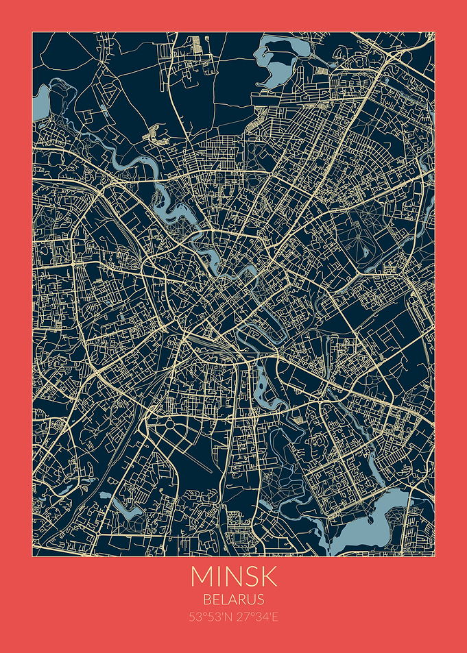 Minsk Map Red Blue