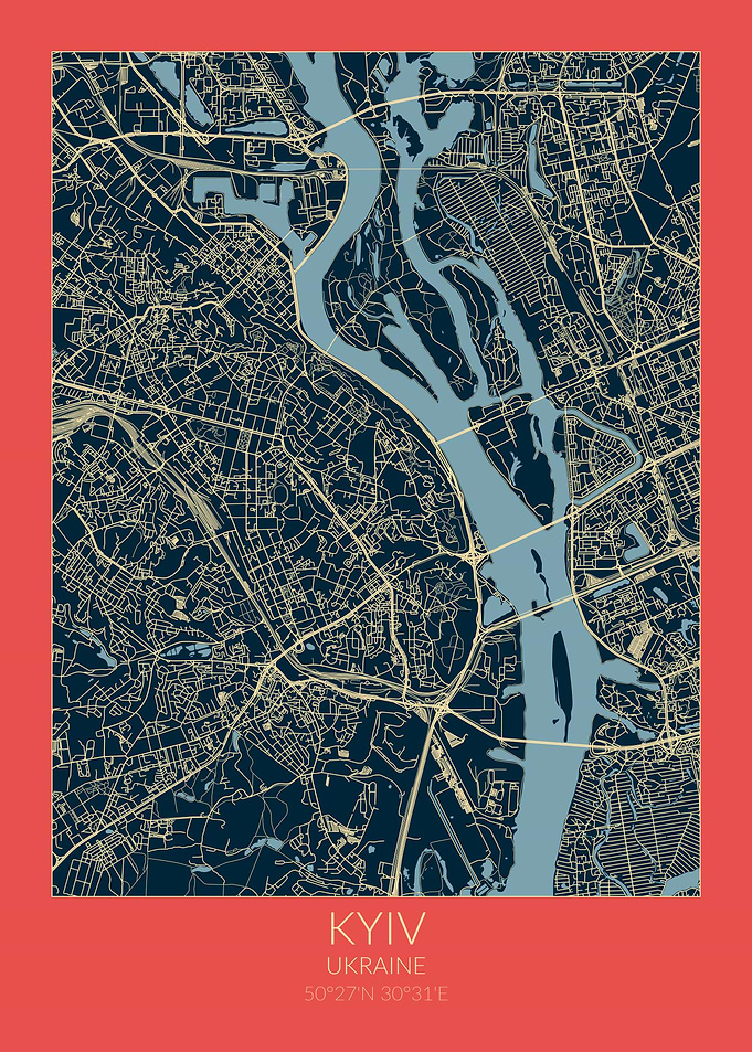 Kyiv Map Red Blue Kiev